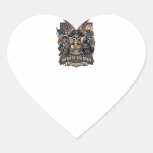 Sticker Cœur Commandant de crâne colonial patriotique Dark Patr