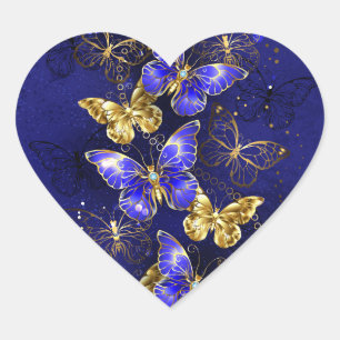 Sticker Cœur Composition avec papillons Sapphire