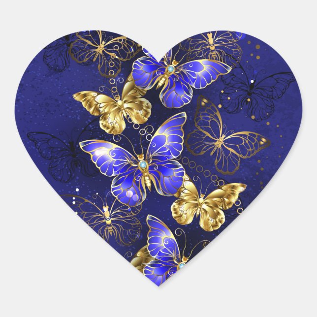 Sticker Cœur Composition avec papillons Sapphire (Devant)