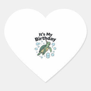 Sticker Cœur Conception de chemise d'anniversaire de tortue mar