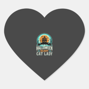 Sticker Cœur Conception de maison hantée de dame de chat effray