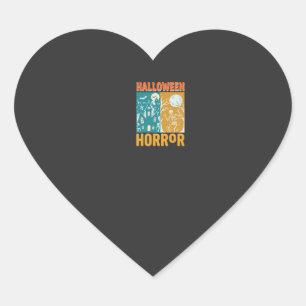 Sticker Cœur Conception de maison hantée Halloween Lune squelet