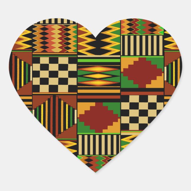 Sticker Cœur Conception de tissu Royal Kente en Afrique (Devant)