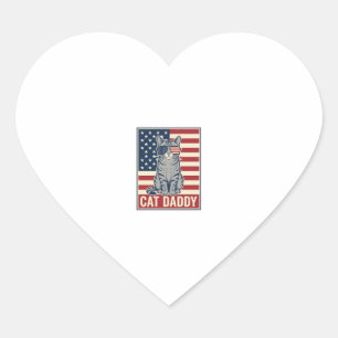 Sticker Cœur Conception de vecteur de chat patriotique Cat Dadd