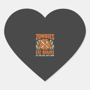 Sticker Cœur Conception de vecteur drôle de zombie mangeant des