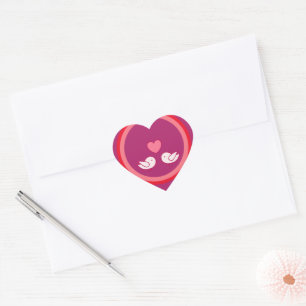 Sticker Cœur Conception d'oiseau mignon et d'amour de cœur