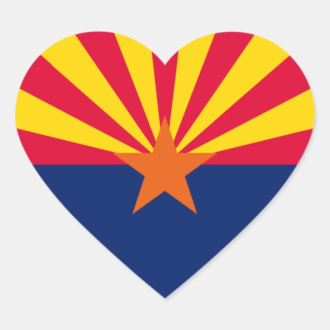 Sticker Cœur Conception du drapeau de l'État de l'Arizona (Devant)