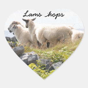 Sticker Cœur Conception risquée - Moutons dans un champ