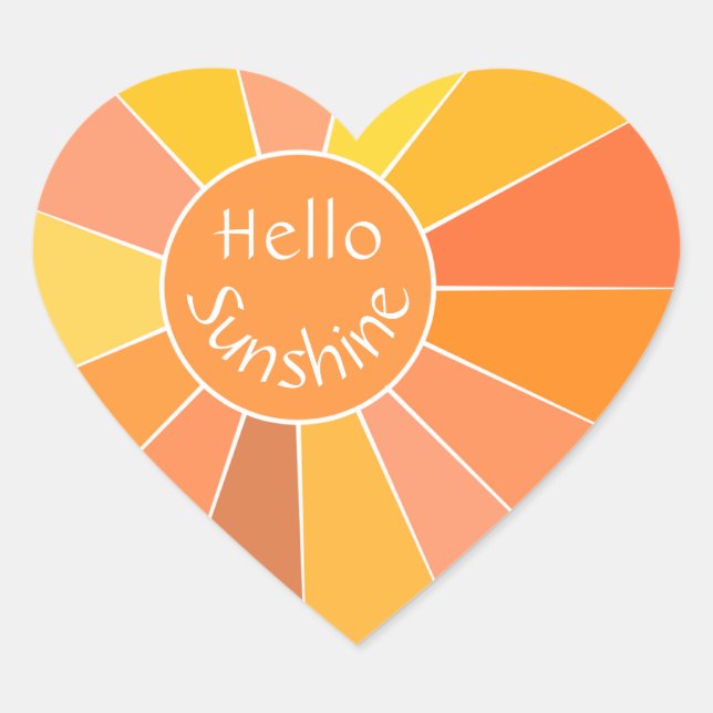 Sticker Cœur Conception Sun Abstraite couleur personnalisable | (Devant)