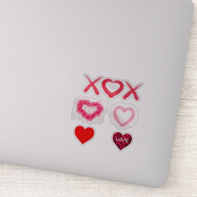 Sticker Coeur conceptions xox rouge valentine motif (Détail)