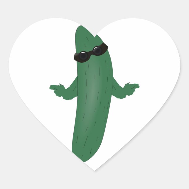 Sticker Cœur Concombre cool (Devant)