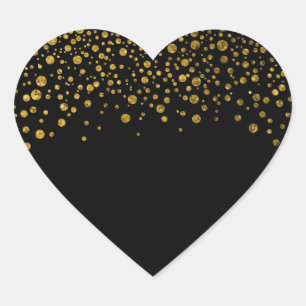 Sticker Cœur Confetti noir et or