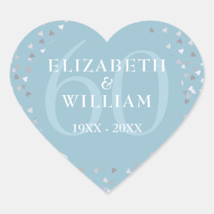 Sticker Cœur Confettis de coeurs pour le 60e anniversaire