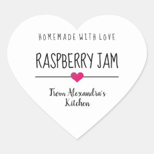 Sticker Cœur Confiture de framboise moderne blanche maison fait