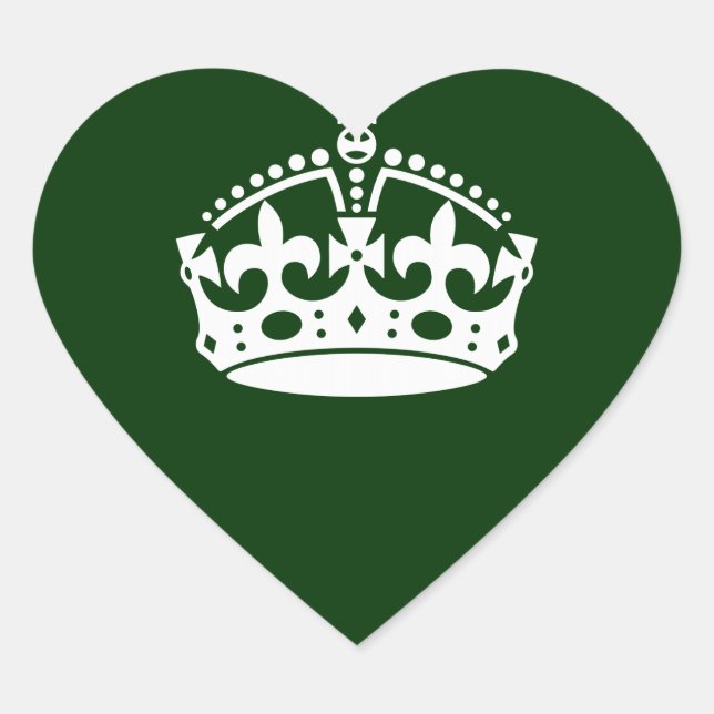 Sticker Cœur CONSERVEZ CALME COURONNE sur la Personnaliser vert (Devant)