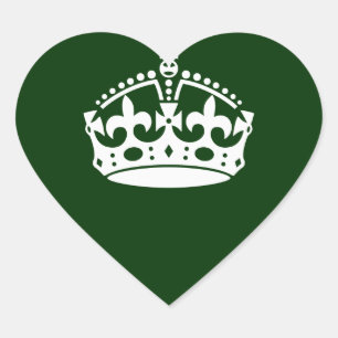 Sticker Cœur CONSERVEZ CALME COURONNE sur la Personnaliser vert