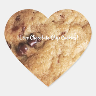 Sticker Cœur Cookie à chips de chocolat Texte personnalisé