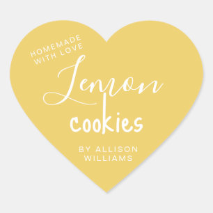 Sticker Cœur Cookies au Citron Personnalisés Faits Maison avec