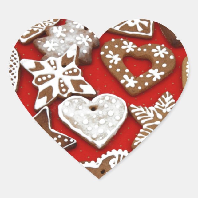 Sticker Cœur Cookies en pain d'épice de Noël (Devant)