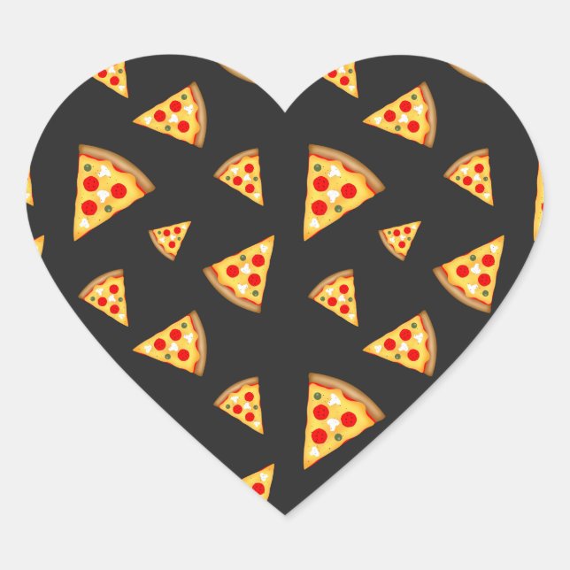 Sticker Cœur Cool et fun pizza tranches motif (Devant)