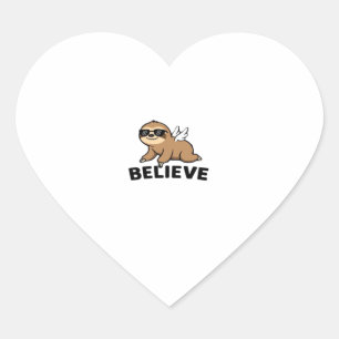 Sticker Cœur Cool Flying Sloth Croyez Drôle Motivational Design
