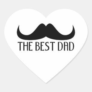 Sticker Cœur Cool Le meilleur papa Black Mustache Fête des père