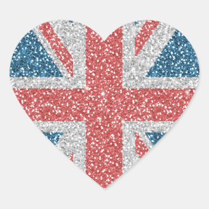 Sticker Cœur Cool tendance Royaume-Uni Union Jack drapeau fauss