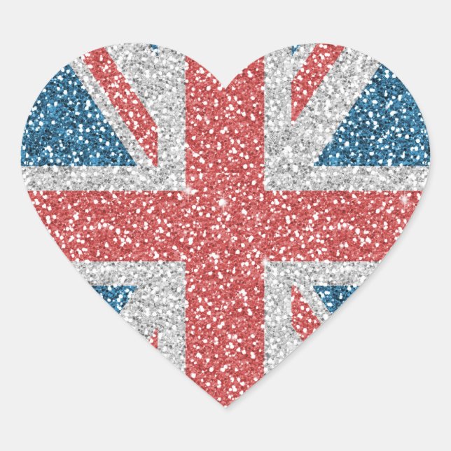 Sticker Cœur Cool tendance Royaume-Uni Union Jack drapeau fauss (Devant)