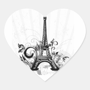 Sticker Cœur Cool Tour Eiffel tourbillonne des points éclabouss