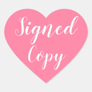 Sticker Cœur Copie signée Romance Auteur Écrivain rose