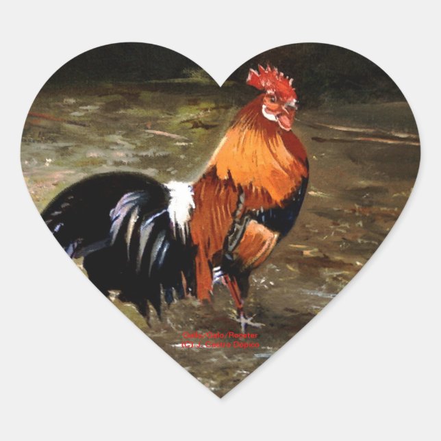 Sticker Cœur Coq/Gaulois/Rooster (Devant)