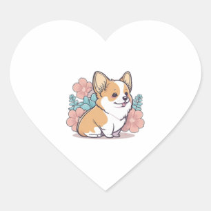 Sticker Cœur corgi mignon