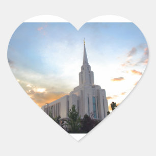 Sticker Cœur Coucher de soleil sur le temple LDS d'Oquirrh Moun