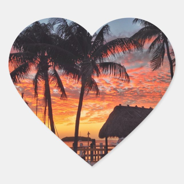 Sticker Cœur Coucher de soleil tropical Florida Keys (Devant)