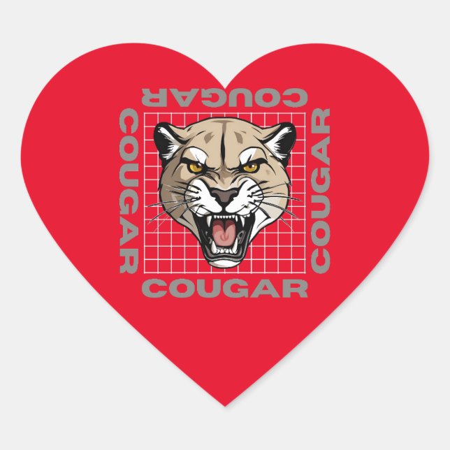 Sticker Cœur cougar life (Devant)