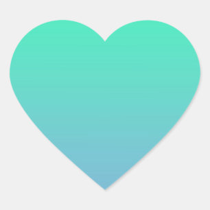 Sticker Cœur Couleur Bleu Vert