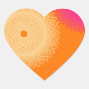 Sticker Cœur couleur pop orange et rose