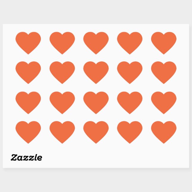 Sticker Cœur Couleur uni rouge exotique orange (Feuille)