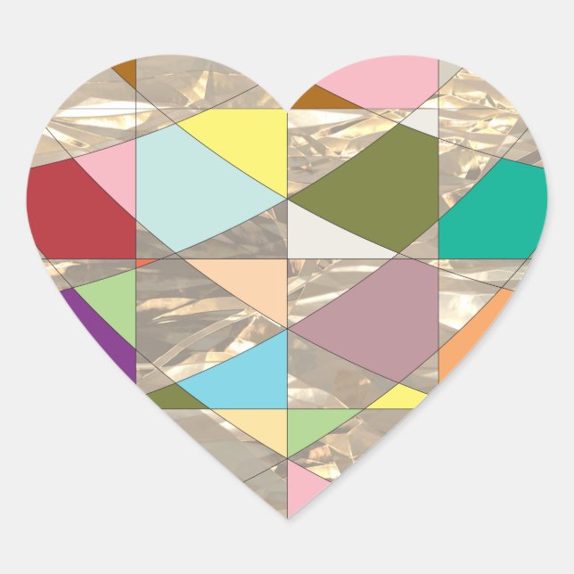 Sticker Cœur Couleurs Abstraites or (Devant)