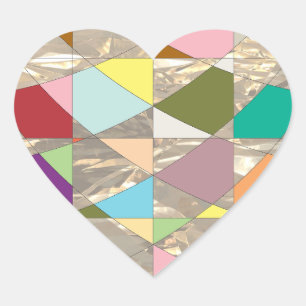 Sticker Cœur Couleurs Abstraites or