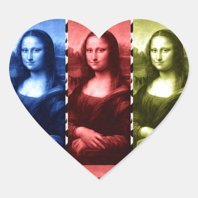 Sticker Cœur Couleurs primaires Mona Lisa Poster de animal (Devant)