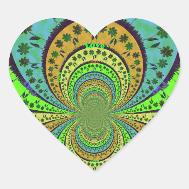 Sticker Cœur Couleurs traditionnelles africaines Kaleidoscope A (Devant)