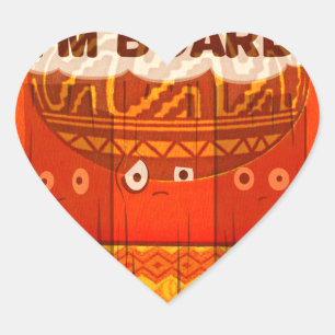 Sticker Cœur Couleurs traditionnelles d'Afrique rouge dorée Imp