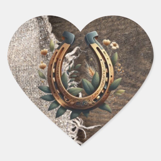 Sticker Cœur Country Boots Casquette & Barnwood Horseshoe Maria (Devant)