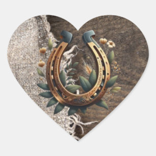 Sticker Cœur Country Boots Casquette & Barnwood Horseshoe Maria
