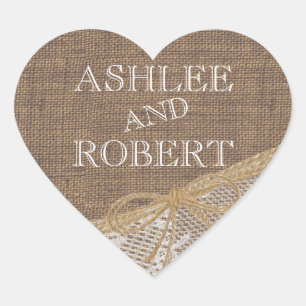 Sticker Cœur Country Burlap et Twine