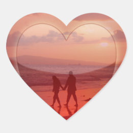 Sticker Cœur Couple sur la plage Valentine