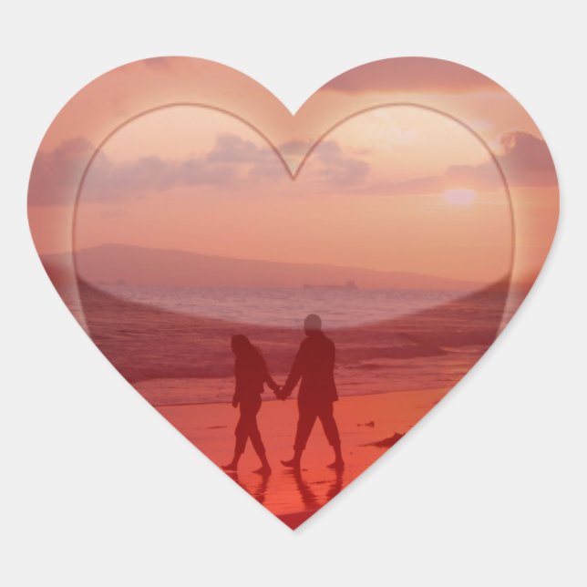 Sticker Cœur Couple sur la plage Valentine (Devant)