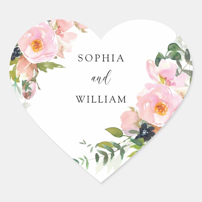 Sticker Cœur Couples couleur rose vif Mariage Fiançailles (Devant)