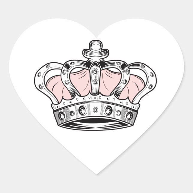 Sticker Cœur Couronne - rose (Devant)